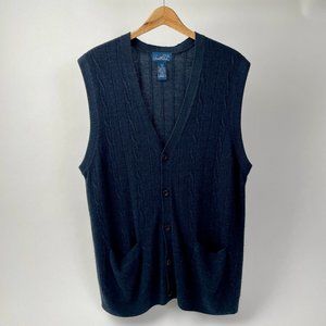 NEW Ultra Soft Arnold Palmer Button Up Cable Sweater Vest, Navy Blue, Size M